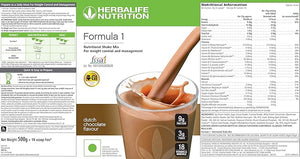 Herbalife Formula 1 Nutritional Shake Mix - (Strawberry Dutch Chocolate) 500 Grams Each - Pack of 2 - Herbalife Shake - Herbalife Protein Powder - Herbalife Weight Loss - Herbalife Meal Replacement