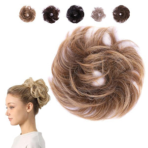 JUVABUN Small Messy Bun Hair Piece -Dark Blonde Messy Bun Hair Piece Human Hair Hair buns hair piece Everyday Wear Washable &amp Realistic|Hair pieces for women Synthetic Hair Bun Scrunchie -Dark Bl