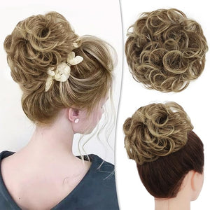RUWISS Messy Bun Hair Piece Human Hair Messy Rose Bun Hair Buns Hair Piece for Women Real Hair Scrunchies Updo Hair Pieces Bun Extension Ponytail Messy Hair Bun (Brown Mixed Light Blond)
