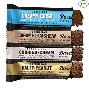 Barebell Protein Bar | 8 pack | Cookies &amp Cream Creamy Crisp Salty Peanut Caramel Cashew 1.9oz Bars - with 20g of High Protein Snack