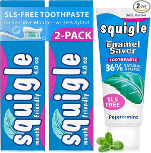 Squigle Enamel Saver Toothpaste (Canker Sore Prevention &amp Treatment) Prevents Cavities Perioral Dermatitis Bad Breath Chapped Lips - 2 Pack