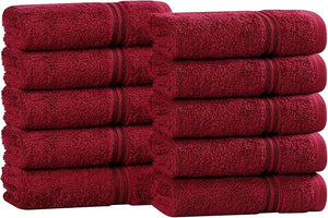 Superior Egyptian Cotton 10-Piece Face Towel Set  Small Towels For Facial Spa Quick Dry Absorbent Towels Bathroom Accessories Guest Bath Home Essentials Washcloth Airbnb Burgundy