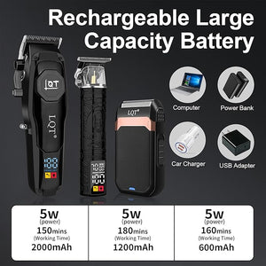 Professional Cordless Hair Clippers for Men Electric T-Blade Trimmer with LED Display Long Battery Life Grooming Kit for Haircuts &amp Beard Trimmingfor Home Barber Travel