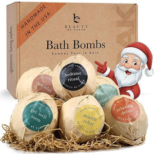 Bath Bombs Gift Set, USA Made with Organic &amp; Natural Ingredients, Christmas Stocking Stuffers for Women &amp; Men, Relaxing Spa Gifts, Wife Stocking Stuffers