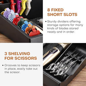 Large Barber Station Organizer for Corded Clippers &amp Guards Barber Clipper Tray Anti-slip Hair Trimmer Holder Multifunctional Detachable Hairdressing Tool Holder Salon Haircut Supplies Storage