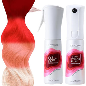 Just Color Semi Permanent Spray Dye | Customizable Shades | Ready in 10 Minutes | No Mess - Sprayable Hair Color | Leave in Conditioner | Red Bite Hair Dye Spray | Lasts 8-12 Washes | Pack of 2