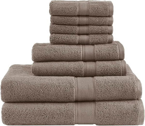 Madison Park 800GSM Bathroom Towel Set of 8 100% Cotton Bath Towel Set for Bathroom Luxurious Highly Absorbent 2 Bath Towels 2 Hand Towels 4 Washcloths Quick Dry Spa Quality Mocha