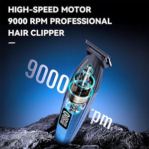 KEMEI 1669 Beard Trimmer for Men, Cordless Hair Trimmers with LED Display, 9000 RPM Hair Clippers for Barber with Charging Base, DLC Coated T-Blade