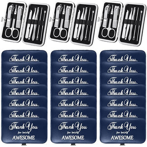 Therwen 24 Sets Christmas Manicure Set Stainless Steel Nail Clippers 8 in 1grooming Nail Kit Employee Appreciation Gift Professional Pedicure Tool for Men Women Coworker Personal Care(Dark Blue)