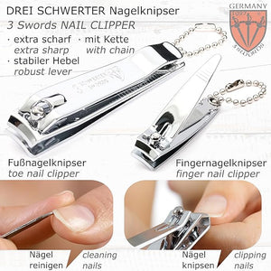 3 Swords Germany - brand quality 5 piece manicure pedicure grooming kit set for professional finger &amp toe nail care scissors clipper fashion leather case in gift box Made by 3 Swords (00804)