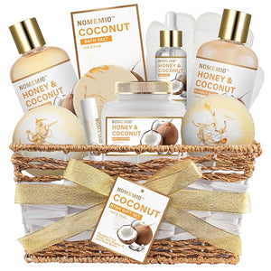Spa Gift Basket for Women, 11pcs Honey &amp; Coconut Luxury Bath Gift Set, Spa Kit with Shower Gel, Bubble Bath, Bath Bombs , Christmas Gifts for Her, Women, Mom Birthday