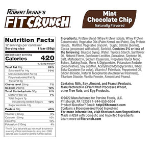 FITCRUNCH Full Size Protein Bars, 6-Layer Baked Bar, 7g of Sugar, Gluten Free &amp; Soft Cake Core (12 Bars, Mint Chocolate Chip)
