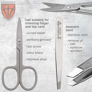3 Swords Germany - brand quality 6 piece manicure pedicure kit set - stainless steel nail care tools - Made in Solingen Germany (500)