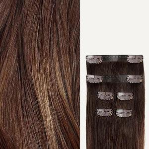 Luxy 100% Remy Human Hair Extensions for Thin Hair Thinning Hair Fill-Ins ? 6 Seamless Wefts Multi-Dimensional Color Blend - Natural-Looking Volume &amp; Coverage 95 grams 20" Chocolate Brown Balayage