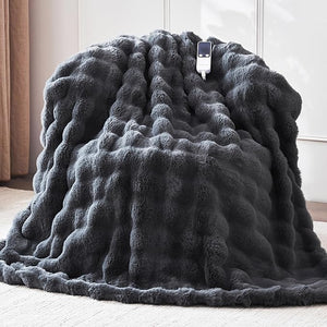 Heated Blanket Queen 84''x 90'' Fast Heating Electric Blanket Ultra-Soft Faux Rabbit Fur with 5 Heat Levels &amp 5H Auto Shut-Off Overheat Protection Machine Washable