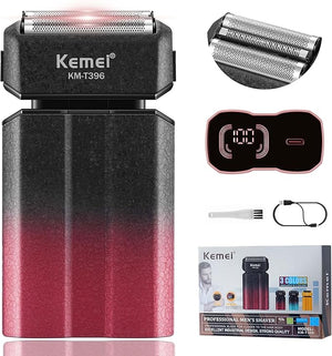 KEMEI Electric Razor for MenShaversFoil ShaverMens Electric Razors for Shaving Face/Beard Men's Electric ShaversCordlessUSB-C Fast RechargeableClose ShaveTravel/Home/BarberKEMEI T396