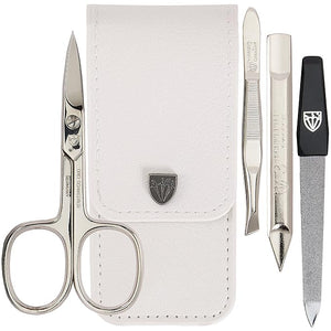 3 Swords Germany - brand quality 3 piece manicure pedicure grooming kit set for professional finger &amp toe nail care scissors tool genuine leather case in gift box Made in Solingen Germany (02655)