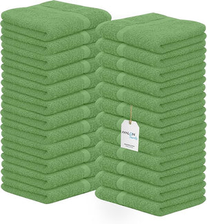 Avalon Towels Cotton Washcloths ? (Pack of 24) Size 12x12 Inches 100% Ring Spun Cotton Soft &amp Absorbent Face Towels Gym Towels Hotel and Spa Quality Reusable Fingertip Towels (Sage Green)
