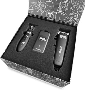TPOB Slime 2 Black Clipper Trimmer Shaver Set Barber Hair Clippers for Men 6800 RPM with Rubber Case