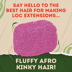 Locsanity Afro Kinky 100% Bulk Natural Human Hair - Braiding Hair for Dreadlocks Loc Repair Dreadlock Extensions Twists Braids - 16 Inches Long 1 Oz