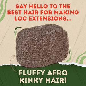 Locsanity Afro Kinky 100% Bulk Natural Human Hair - Braiding Hair for Dreadlocks Loc Repair Dreadlock Extensions Twists Braids - 8 Inches Long 1 Oz