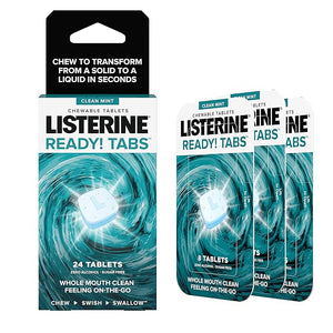 Listerine Ready! Tabs Chewable Tablets with Clean Mint Flavor 24 Count