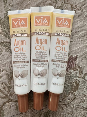 VIA Natural Ultra Care Moroccan Argan Oil Moisturizing Oil For Hair Body &amp Scalp (6 Pack)
