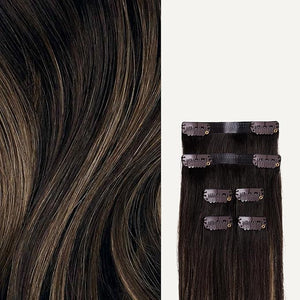 Luxy 100% Remy Human Hair Extensions for Thin Hair Thinning Hair Fill-Ins ? 6 Seamless Wefts Multi-Dimensional Color Blend - Natural-Looking Volume &amp Coverage 95 grams 20 Mocha Bronde Balayage