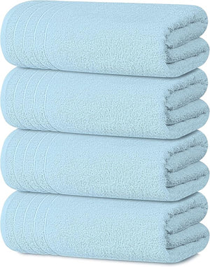 Tens Towels Pack of 4 Extra Large Bath Towels 30 x 60 Inches 100% Cotton Larger &amp Lighter Weight Quicker to Dry Super Soft and Absorbent Perfect for Bathroom Sky Blue