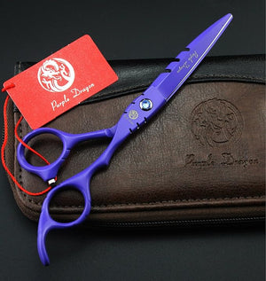 Purple Dragon Professional Japan 440C Hair Salon Cutting Shear and Barber Thinning Scissor Hairdressing Shear Set with Bag