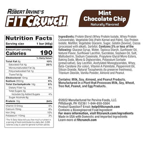 FITCRUNCH Protein Bar Snack Size Protein Bar Gluten Free Value Pack (24 Snack Size Bars Mint Chocolate Chip)