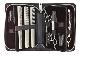 Olivia Garden Shear Case with SilkCutPRO Shears - Hair Tool Organizer for Combs Scissors Barber Supplies - Holds 9 Shears - Professional Hairstylist Travel Bag
