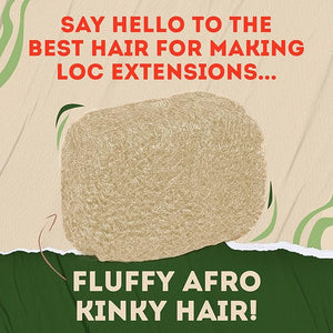 Locsanity Afro Kinky 100% Bulk Natural Human Hair - Braiding Hair for Dreadlocks Loc Repair Dreadlock Extensions Twists Braids - 16 Inches Long 1 Oz