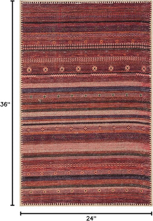 Keen Home Design 2x3 Rug - Machine Washable Entry Rug with Non-Slip Backing Ideal for Enteryway Kitchen Bathroom Laundry Room - Vintage Easy Clean Durable Low Pile Rug - (2' x 3')