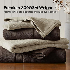 Madison Park 800GSM Bathroom Towel Set of 8 100% Cotton Bath Towel Set for Bathroom Luxurious Highly Absorbent 2 Bath Towels 2 Hand Towels 4 Washcloths Quick Dry Spa Quality Beige