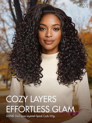 LUVME HAIR All-Day Comfort 5X5 Bouncy Curly 180% Density Glueless Wigs Human Hair Pre Plucked Pre Cut Long Black Wig Lace Closure Wigs Frontal Wigs Human Hair Layered Curly