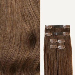 Luxy 100% Remy Human Hair Extensions for Thin Hair Thinning Hair Fill-Ins ? 6 Seamless Wefts Multi-Dimensional Color Blend - Natural-Looking Volume &amp Coverage 50 grams 12 Chestnut Brown Thinning