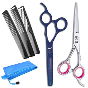 JW Professional Hair Cutting Scissors &amp; Thinning Shear Set with Comb Set - Razor Edge Series