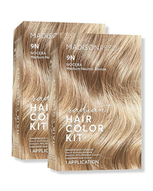 Madison Reed Radiant Hair Color Kit | 9N Medium Neutral Blonde (Nocera Blonde) for 100% Gray Hair Coverage | Dimensional Salon-Quality Permanent Hair Dye | PPD-Free &amp Ammonia-Free | 2 Pack
