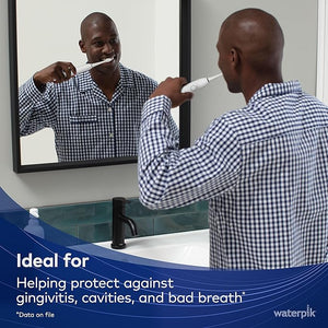 Waterpik Sensonic Sonic Electric Toothbrush, Rechargeable Toothbrush for Adults with 3 Modes, Travel Case, USB Charger, White STW-03W020, Packaging May Vary