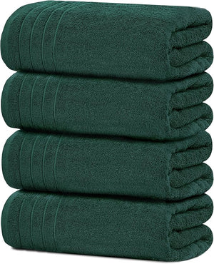 Tens Towels Pack of 4 Extra Large Bath Towels 30 x 60 Inches 100% Cotton Larger &amp Lighter Weight Quicker to Dry Super Soft and Absorbent Perfect for Bathroom Hunter Green
