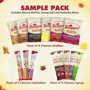 UnTapped Sample Pack - 14 Individually Wrapped Packets | Includes All-Natural Maple Syrup Vegan Stroopwafels &amp Hydration Mixes | Assorted Pack for Sustained Energy &amp Recovery | USDA Organic C