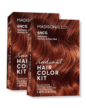 Madison Reed Radiant Hair Color Kit | 6NCG Medium Golden Red with Copper Tones (Sardinia Red) for 100% Gray Hair Coverage | Dimensional Permanent Hair Dye | PPD-Free &amp Ammonia-Free | 2 Pack