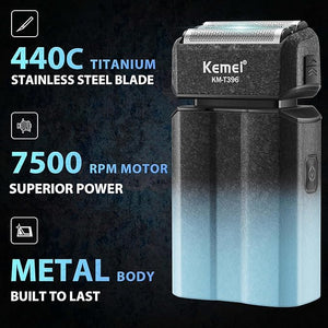 KEMEI Electric Razor for MenShaversFoil ShaverMens Electric Razors for Shaving Face/Beard Men's Electric ShaversCordlessUSB-C Fast RechargeableClose ShaveTravel/Home/BarberKEMEI T396