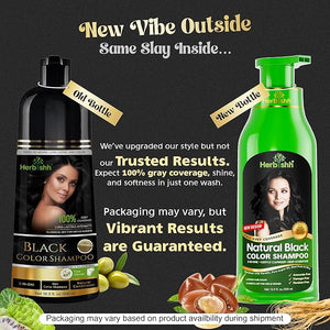 Herbishh Hair Color Shampoo for Gray Hair ? Natural Hair Dye Shampoo ? Colors Hair in Minutes ? Lasts Up To 3-4 Weeks ? 500ML ? 3-In-1 Hair Color ? Colors, Cleanses, and Conditions (Black)