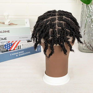 originea DAIXI 8x10 Inches Transparent Full Lace Interlocking Dreadlock Extensions Toupee 0.6cm Width Starter Locs Extensions Human Hair Dreadlock On the Toupee