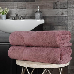 Superior Long Staple 100% Combed Cotton 700GSM 2-Piece Solid Bath Sheet Set for Bathroom Shower Kitchen-Super Soft Plush Highly Absorbent Assorted 2-Piece Bath Seets Grape Shake