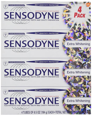 Sensodyne Extra Whitening Fluoride Toothpaste for Sensitive Teeth 4 ct 26 Oz