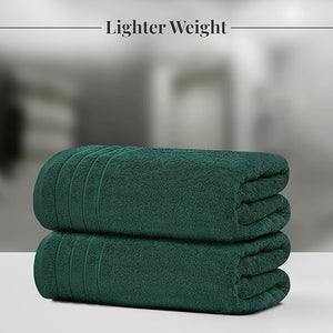 Tens Towels Pack of 4 Extra Large Bath Towels 30 x 60 Inches 100% Cotton Larger &amp Lighter Weight Quicker to Dry Super Soft and Absorbent Perfect for Bathroom Hunter Green