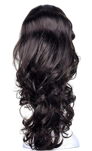 Onedor 23 Curly Hair Women Ladies 3/4 Half Wig Premium Japanese Synthetic fibers Wigs with Secured Mesh Head Cap (R4)